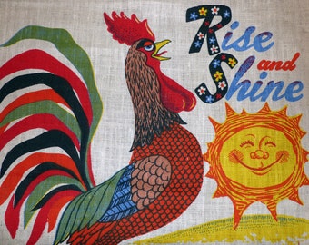 Vintage Rooster 1979 Calendar Tea Towel - Linen Poland