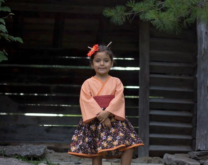Little Girls Dresses - Kimono Dress - Dress Toddler Girl - Woodland Dress - Boutique Dress - 2T to 7 years