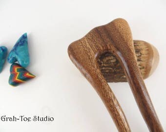 Hair Fork,Albizia Wood,Hairfork Mermaids Tail,Grahtoe Hair Stick, Wood Hair Sticks,Gift for her,Hairforks,Man Bun,Hair Toy,Hair Forks,