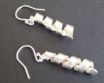 Sterling silver spiral earrings flower patterned