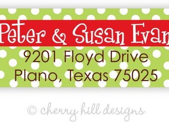 Holiday Dotty return address labels - set of 75