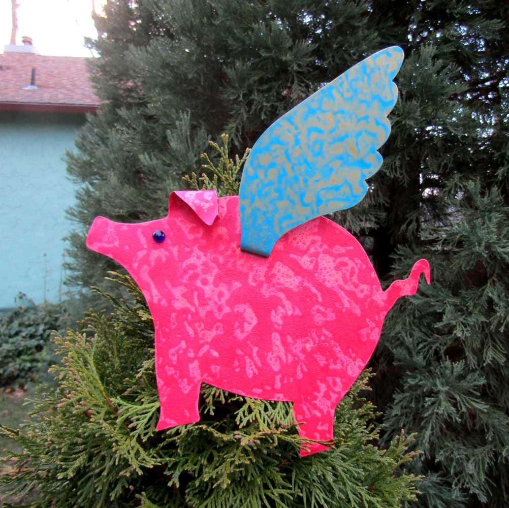 christmas tree topper flying pig metal art when pigs fly coral christmas tree topper flying pig metal art when pigs fly coral