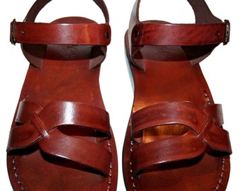 CLEARANCE SALE - Brown Circle Leather Sandals for Men & Women - EURO # 40 - Handmade Unisex Sandals, Genuine Leather Sandals, Sale