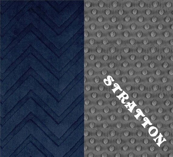Minky Baby Blanket Boy, Charcoal Gray & Navy Embossed Chevron Personalized Baby Blanket // Name Baby Blanket // Gift For Baby