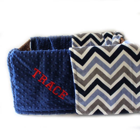 Personalized Minky Baby Blanket, Navy Blue Gray Chevron Minky Blanket Boy // Custom Baby Blanket // Soft Baby Blanket // Name Baby Blanket