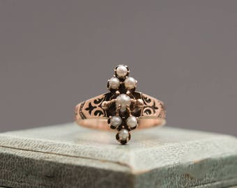 Victorian 9K Rose Gold Pearl Ring
