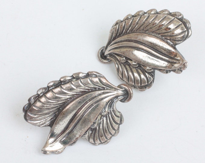 Sterling Leaf Shaped Earrings Danecraft Screw Back Vintage