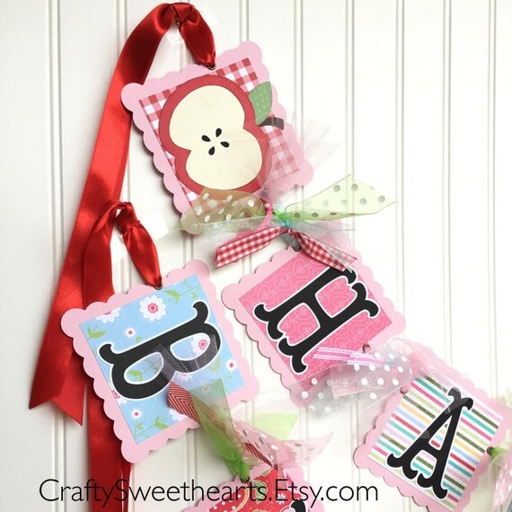 Apple Birthday Banner Party Decoration Il_570xn