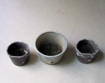 3 Vintage Metal Flower Frogs / Rustic / Industrial Display