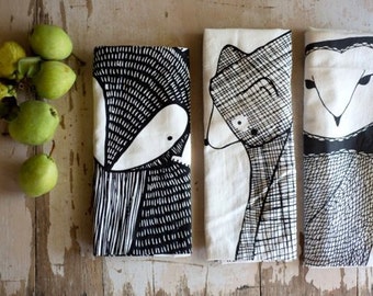 Animal Kitchen Towels, Forest Animal Tea Towel Bundle, Woodland Dishcloths, Gift For Animal Lovers, Animal Gift For Her, Home Essentials
