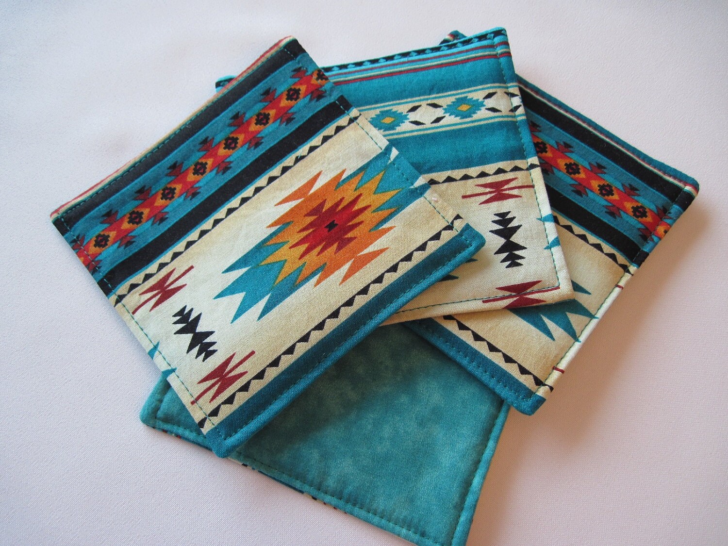Southwestern Coasters Set of 4 or 6 Turquoise Southwest