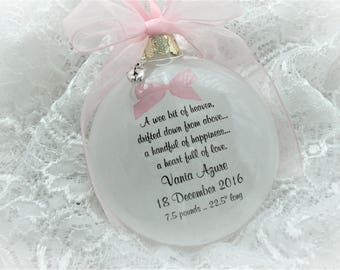 Birth of Baby Christmas Ornament Announcement - A Wee Bit of Heaven - Free Personalization and Charm