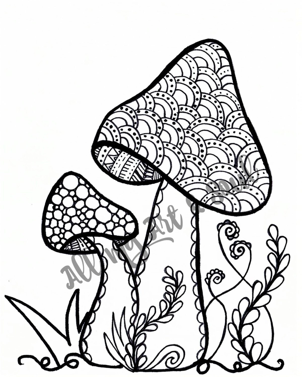 Free Printable Mushrooms Adult Coloring Book