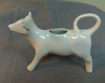 Cow Creamer, White Porcelain, Pillivuyt France No. 764, 7"long x 4.5" tall