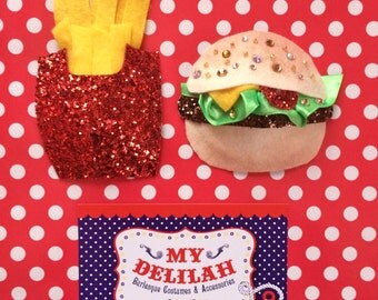 Fast Food Burlesque Costume Pasties Burger Fries Junk Food