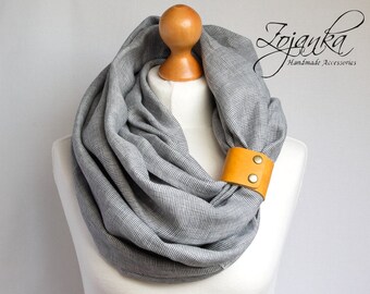 LINEN Infinity Scarf tube scarf with cuff, natural linen scarf, gift ideas, FASHION infinity SCARF, Christmas gift ideas for her