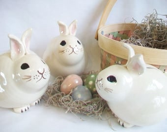 Bunny Bank - Easter Gift - Newborn Baby / Child Gift -- Handmade, Wheel thrown - OOAK -- Ready to Ship - Actual Bunny Banks