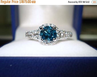 on sale blue diamond engagement ring 132 carat 14k white gold halo certified handmade - Blue Diamond Wedding Rings on sale blue diamond engagement ring 132 carat 14k white gold halo certified handmade - Blue Diamond Wedding Rings