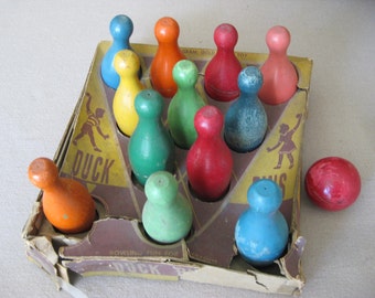 Vintage Duck Pin Game / Bowling Pins / Bowling Game / Child's