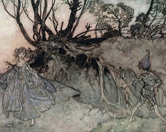 The Old Woman In the Woods Arthur Rackham Vinatge Art Print