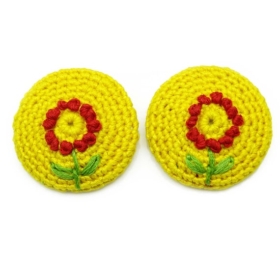 Embroidered Buttons Sewing Supplies Apparel Crafting Yellow