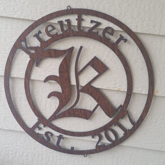 CUSTOM Monogram Recycled Rustic Metal Wall Decor Family Crest