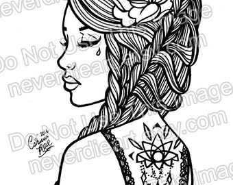 digital download print your own coloring book outline page pretty tattooed pin up girl with - Pin Up Girl Coloring Pages digital download print your own coloring book outline page pretty tattooed pin up girl with - Pin Up Girl Coloring Pages