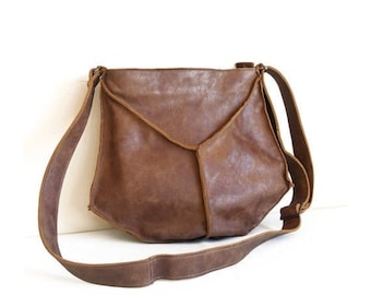 Leather Messenger bag, crossbody bag in brown, Small leather crossbody bag, Leather purse crossbody for women, brown crossbody leather purse