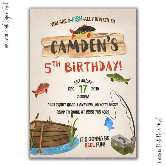 Gone Fishing Party Invitation Fishing Birthday Party Outdoor Party Printable Invitation I