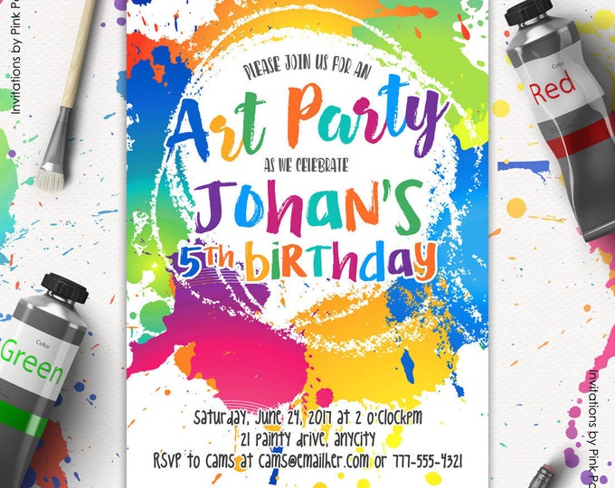 Printable Art Party Invitation, Craft Colorful Painting Party Invitation, DIY Art Party, Printable Birthday Invitation