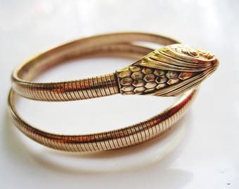 Forstner Snake Bracelet, Double Coil Gold Filled Serpent Bangle