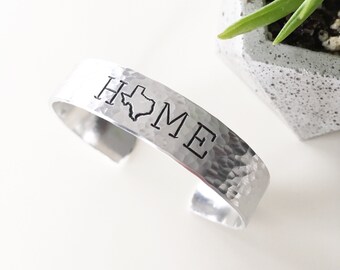 Texas Jewelry, Texas Bracelet, Texas Home, Texas State, TX State, Home State Jewelry, Texas Girl, State Pride, Hand Stamped Jewelry