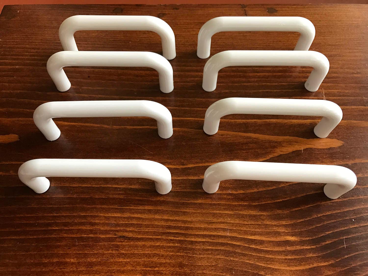 Vintage Drawer Handles Set of Eight. Drawer Pulls White Plastic from