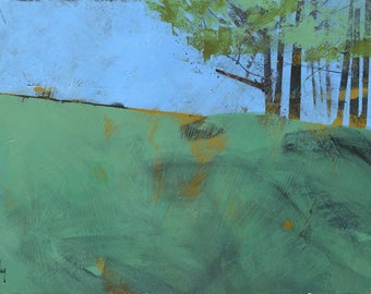 Semi-abstract landscape original painting - Token trees three