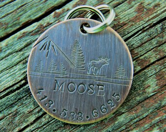 Dog ID Tag-Moose Custom Pet Tag- Tag for Medium Large Dog-Personalized Dog ID Tag-Pet Tag-Dog Tag-Tag for puppy