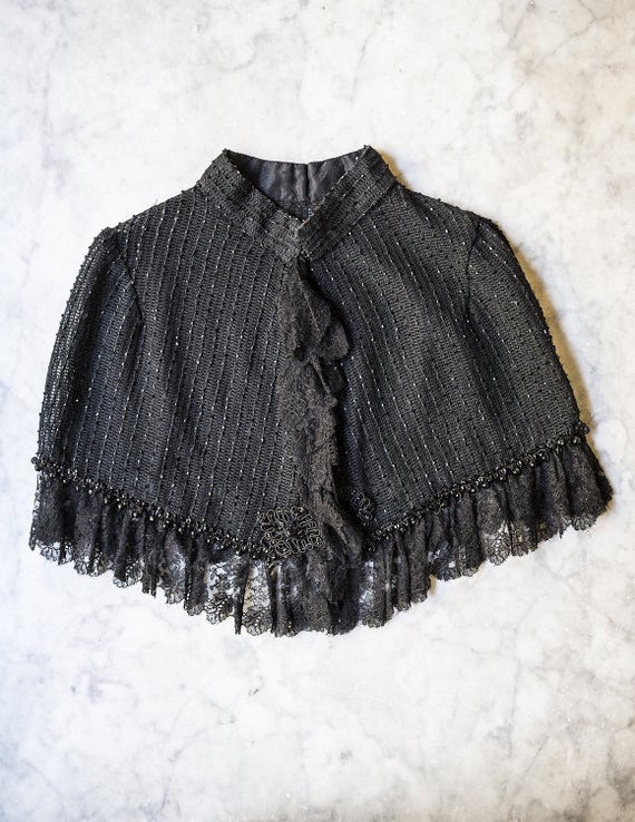 Victorian Beaded and Lace Cape, Burlesque Capelet, Steampunk, Gothic, Victorian Cape by vintagefables steampunk buy now online