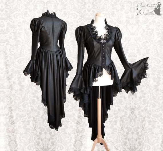 Steampunk waistcoat Victorian cardigan goth gothic black