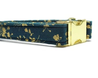 Gold Floral Dog Collar | Your choice of metal buckle or plastic buckle | Holiday Dog Collar | Gold Dog Collar | Girl Dog Collar