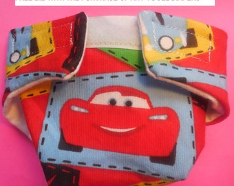 Ready to Ship SIZE #2 cloth Doll Diaper McQueen cars washable fits bitty baby some baby alive all gone American Girl doll & stuffed animals