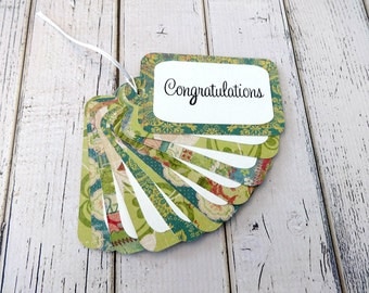 Gift Tags, Gift Tag Set, Assorted Gift Tags, Paper Tags, Congratulations Tags, Hanging Tags, Set of 12 Tags, 12 Large Tags, Congratulations
