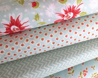 Coney Island Fabric Bundle of 4 in Ocean Blue from Fig Tree Quilts of Moda Fabric