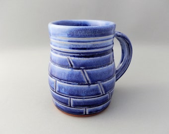 Blue Coffee Mug - Large Pottery- Glazed Terracotta