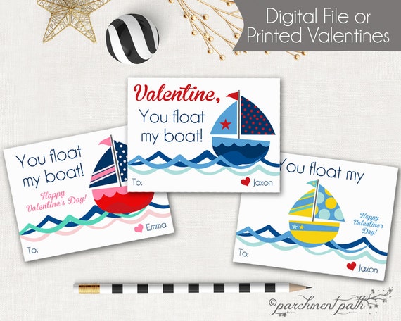 Boat Valentines You Float My Boat Valentine Card Set