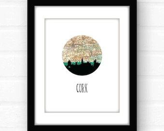 Cork, Ireland map print | Cork, Ireland print | Ireland poster | travel poster | Ireland art | Ireland travel print | Ireland wall art