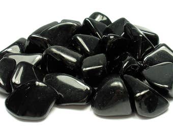 TUMBLED - (2) Medium/Large BLACK TOURMALINE Crystals with Description Card - Healing Stone Reiki