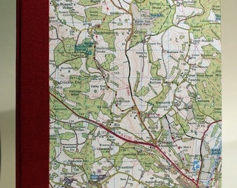 A5 Sketchbook hand stitched and bound with map of Henley on Thames