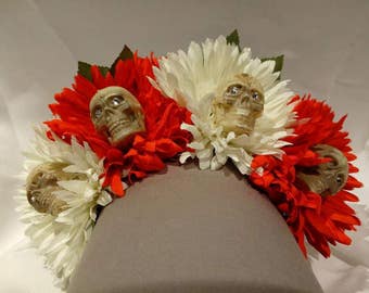 Day of the Dead Flower Headband / Dia De Los Muertos Headpiece / Flower Headpiece