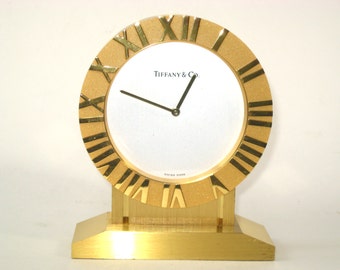 Tiffany & Co ATLAS Desk Mantle Clock Swiss Made - Quartz Movement in Brass Case -Rare