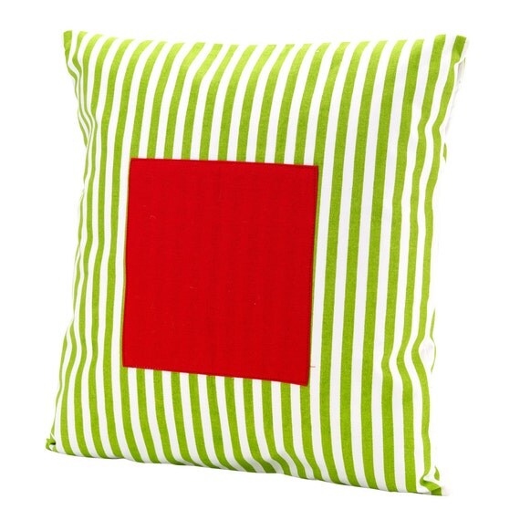 Green Stripes Pillow Cover Monogram Christmas Pillow Cover