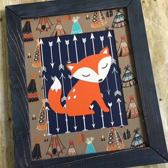 Woodland Nursery Decor Orange and Navy Blue Nursery by LJBrodock